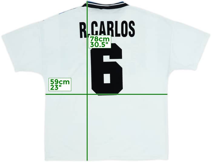 1995-96 Inter Milan Away Shirt R.Carlos #6 - 8/10 - (XL)
