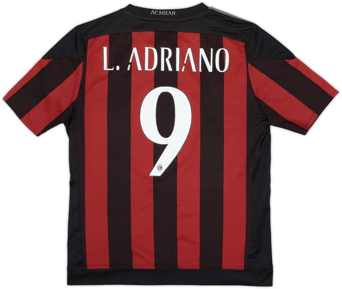 2015-16 AC Milan Home Shirt L.Adriano #9 - 6/10 - (L.Boys)