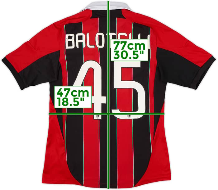 2012-13 AC Milan Home Shirt Balotelli #45 - 5/10 - (M)