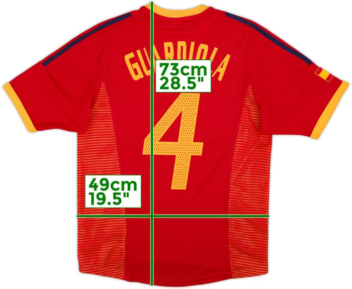 2002-04 Spain Home Shirt Guardiola #4 - 8/10 - (S)