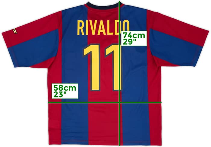 1998-00 Barcelona Basic Home Shirt Rivaldo #11 - 9/10 - (L)