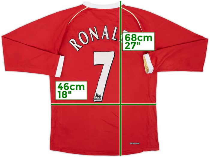 2006-07 Manchester United Home L/S Shirt Ronaldo #7 - 6/10 - (XL.Boys)