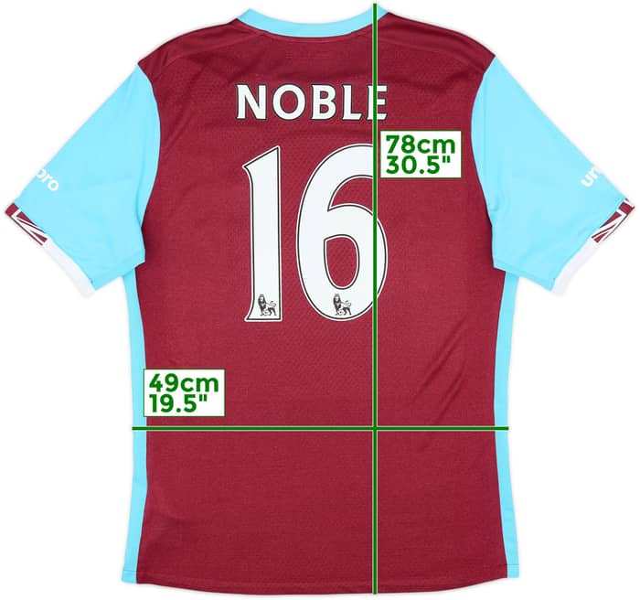 2016-17 West Ham Home Shirt Noble #16 - 9/10 - (L)