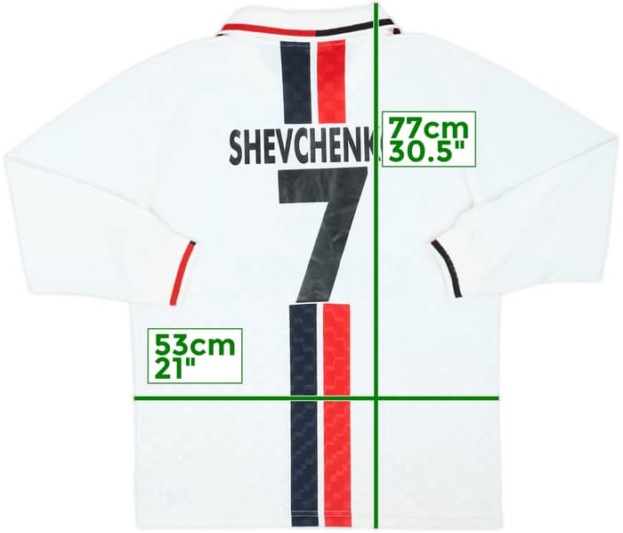 1995-96 AC Milan Away L/S Shirt Shevchenko #7 - 8/10 - (M)
