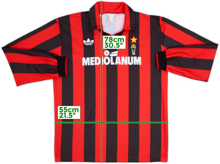 1990-91 AC Milan Home L/S Shirt #3 - 6/10 - (L)