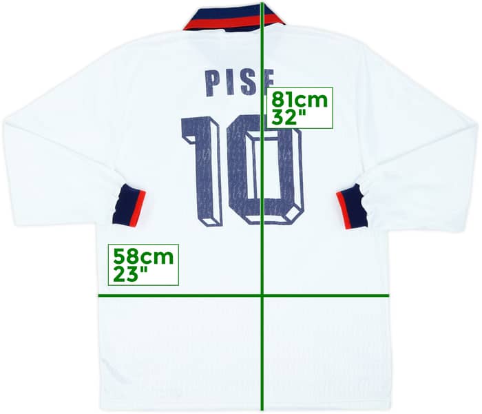 1993-95 Cagliari Away L/S Shirt Pise #10 - 8/10 - (XL)