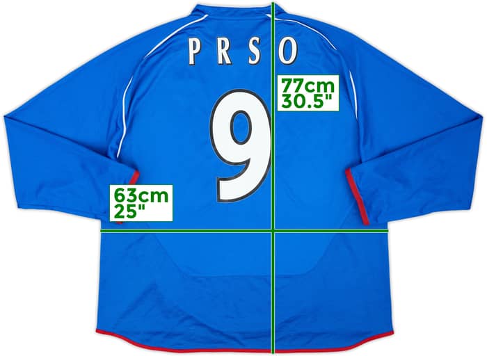 2005-06 Rangers Home L/S Shirt Prso #9 - 7/10 - (XXL)