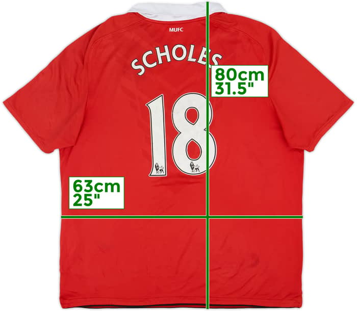 Camiseta de local del Manchester United 2010-11 Scholes #18 - 6/10 - (XXL)