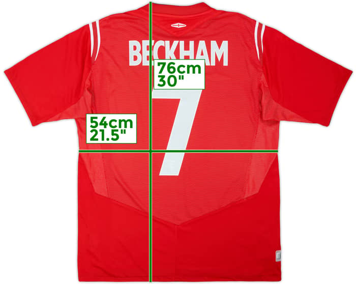 2004-06 Inglaterra Camiseta Visitante Beckham #7 - 5/10 - (L)