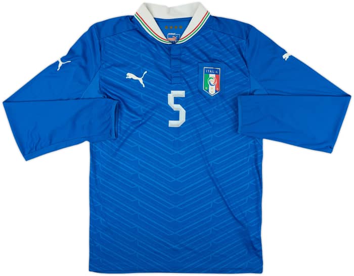 2012-13 Italy Home L/S Shirt De Rossi #5 - 6/10 - (L)