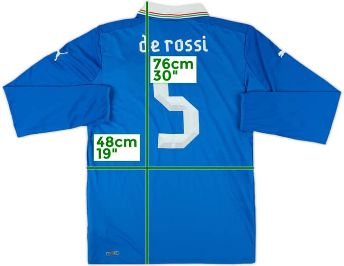 2012-13 Italy Home L/S Shirt De Rossi #5 - 6/10 - (L)