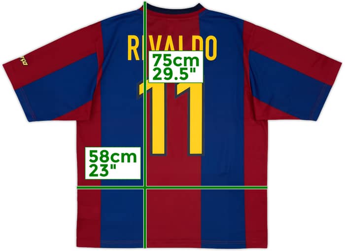 1998-00 Barcelona Basic Home Shirt Rivaldo #11 - 9/10 - (L)