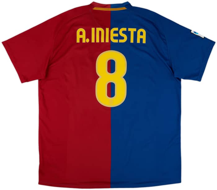 2008-09 Barcelona Home Shirt A.Iniesta #8 - 9/10 - (XXL)