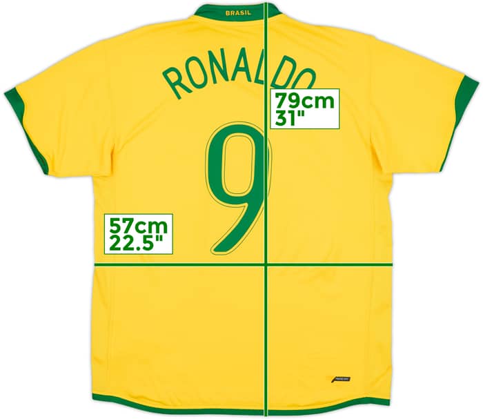 2006-08 Brazil Home Shirt Ronaldo #9 - 8/10 - (L)