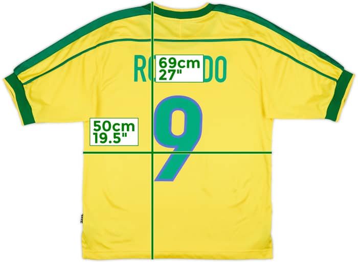 1998-00 Brazil Home Shirt Ronaldo #9 - 7/10 - (S)