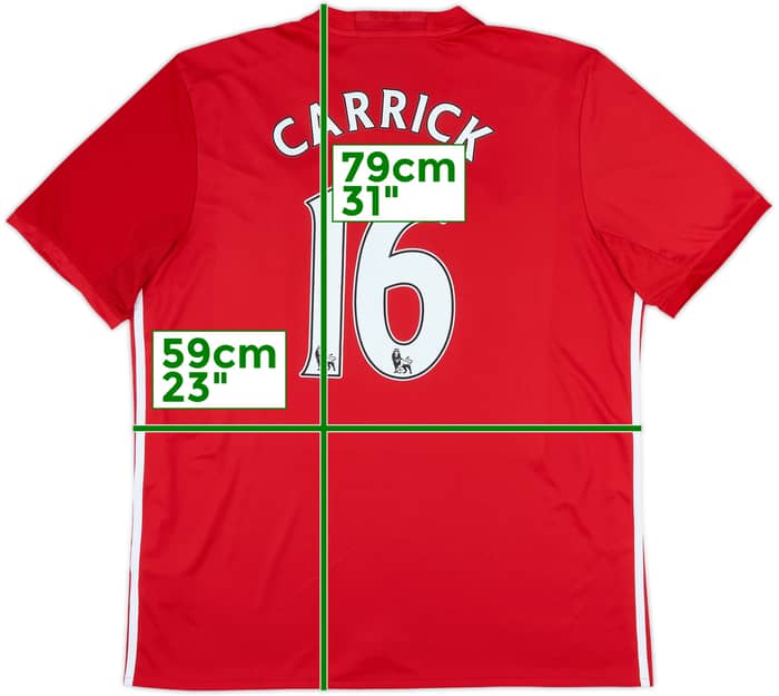 2016-17 Manchester United Home Shirt Carrick #16 - 9/10 - (XL)