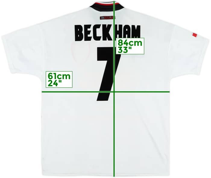 1997-99 Manchester United Away Shirt Beckham #7 - 9/10 - (XL)