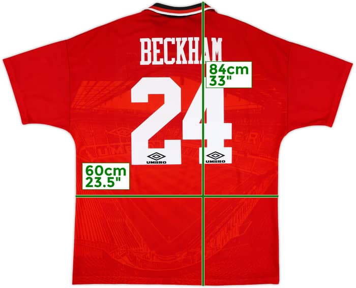 1994-96 Manchester United Home Shirt Beckham #24 - 10/10 - (XL)