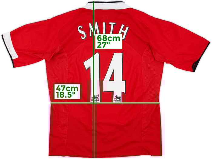 2004-06 Manchester United Home Shirt Smith #14 - 8/10 - (M)