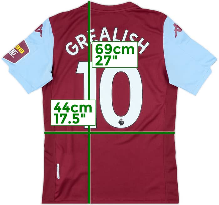 2019-20 Aston Villa Home Shirt Grealish #10 - 9/10 - (S)