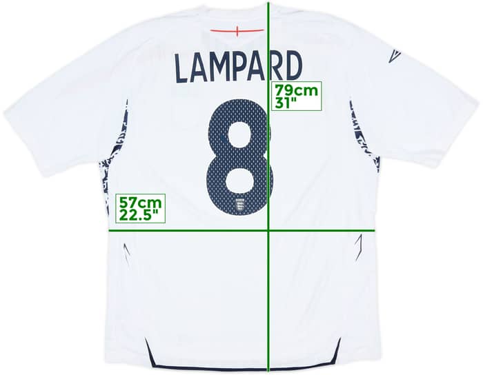 2007-09 England Home Shirt Lampard #8 - 6/10 - (XXL)