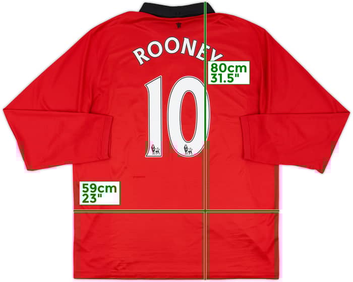 2013-14 Manchester United Home L/S Shirt Rooney #10 - 7/10 - (XL)