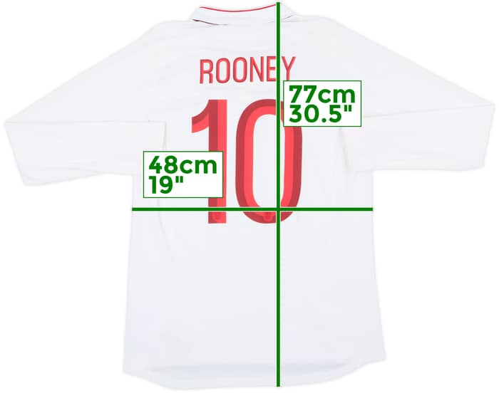 2012-13 England Home L/S Shirt Rooney #10 - 9/10 - (M)