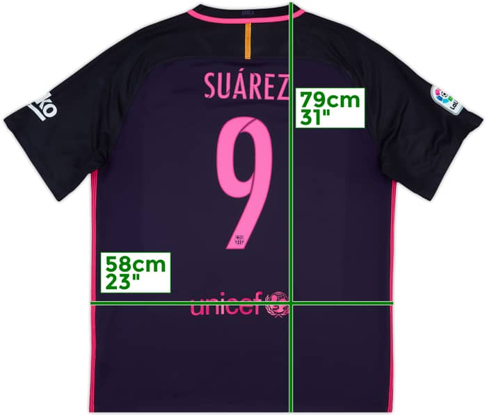 2016-17 Barcelona Away Shirt Suarez #9 - 7/10 - (XL)