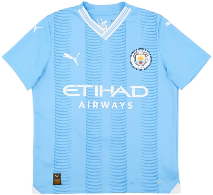 2023-24 Manchester City Home Shirt Stones #5 - 8/10 - (XL.Boys)