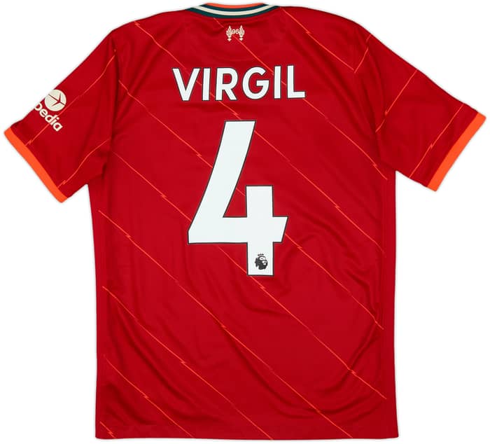 2021-22 Liverpool Home Shirt Virgil #4 - 8/10 - (L.Boys)