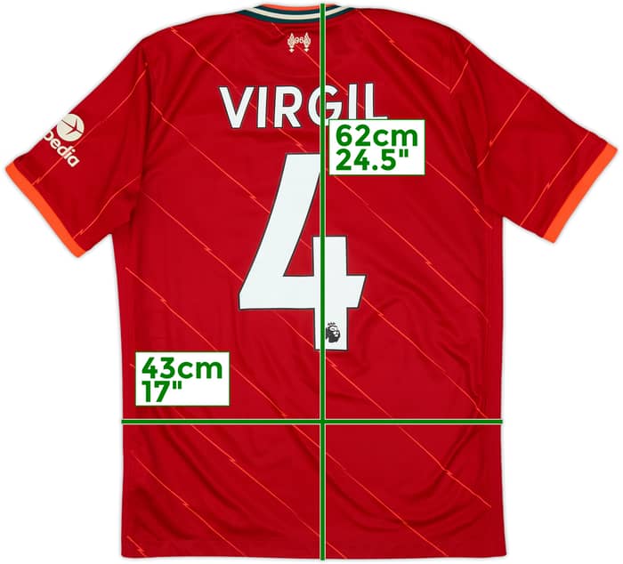 2021-22 Liverpool Home Shirt Virgil #4 - 8/10 - (L.Boys)