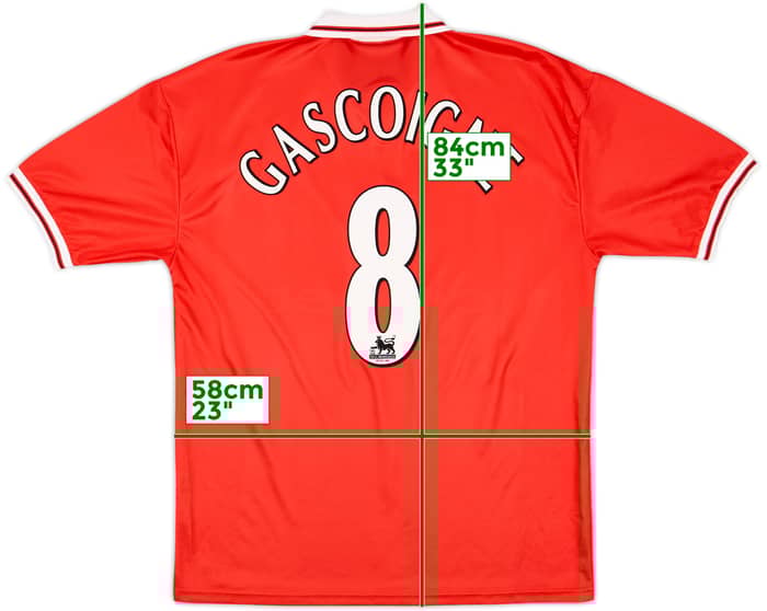 1998-99 Middlesbrough Home Shirt Gascoigne #8 - 8/10 - (XL)