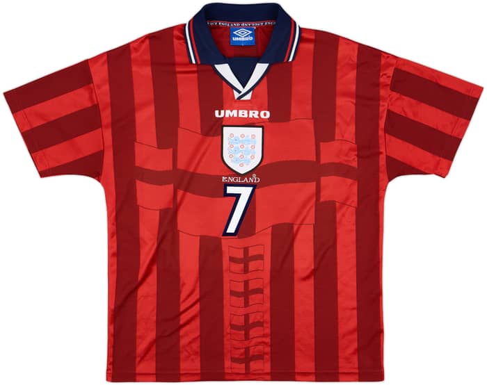 1997-99 England Away Shirt Beckham #7 - 10/10 - (L)