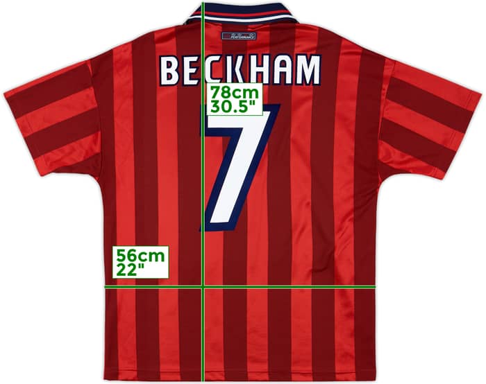 1997-99 England Away Shirt Beckham #7 - 10/10 - (L)