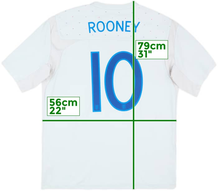 2010-11 England Home Shirt Rooney #10 - 5/10 - (XL)