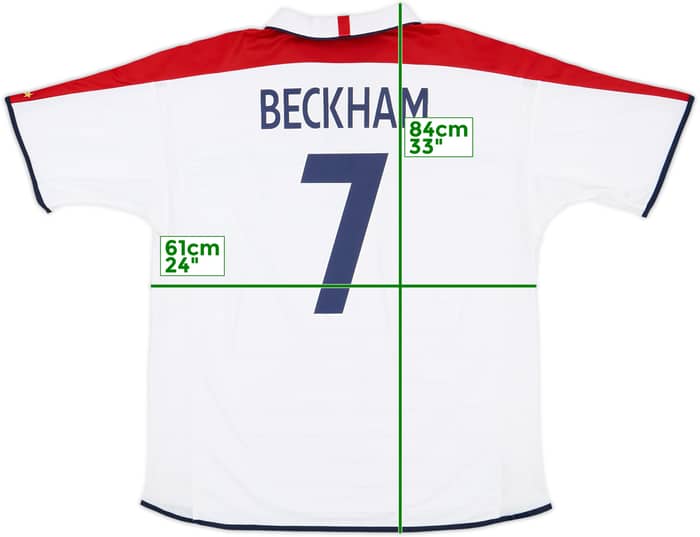 2003-05 England Home Shirt Beckham #7 - 6/10 - (XXL)