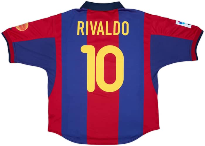 2000-01 Barcelona Home Shirt Rivaldo #10 - 8/10 - (L)