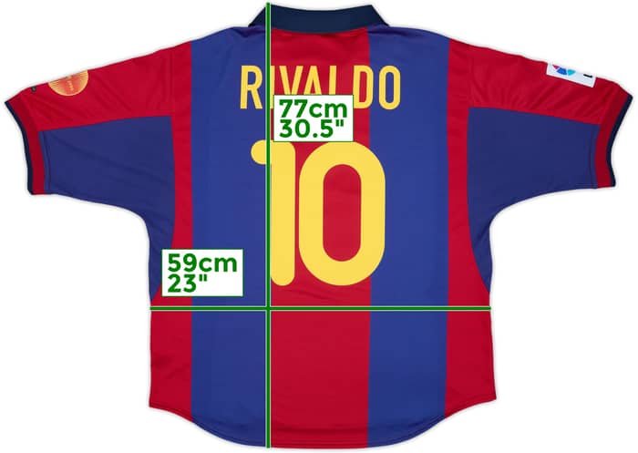 2000-01 Barcelona Home Shirt Rivaldo #10 - 8/10 - (L)