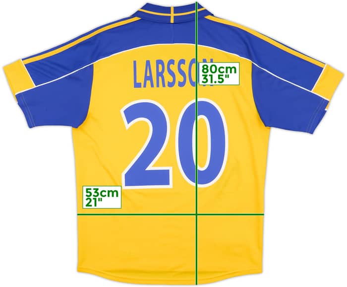 2000-02 Sweden Home Shirt Larsson #20 - 7/10 - (M)