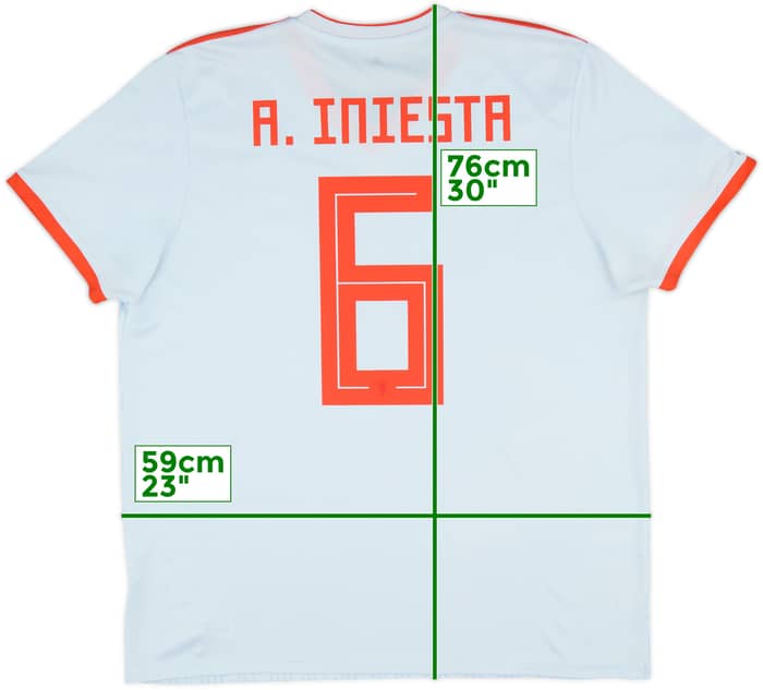 2018-19 Spain Away Shirt A.Iniesta #6 - 10/10 - (XL)