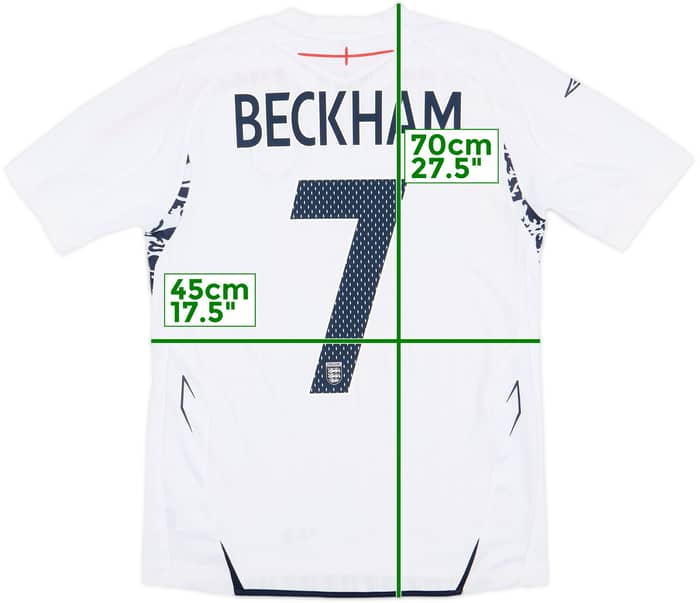 2007-09 England Home Shirt Beckham #7 - 9/10 - (XL.Boys)