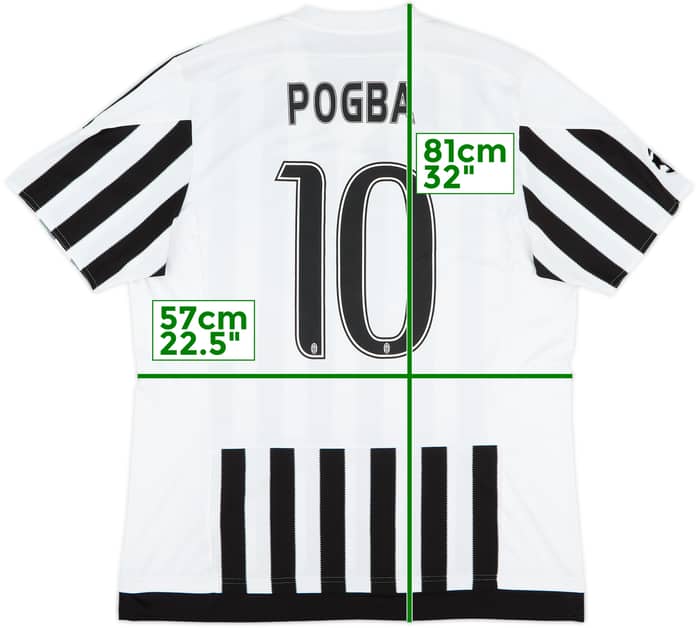 2015-16 Juventus Home Shirt Pogba #10 - 9/10 (XL)