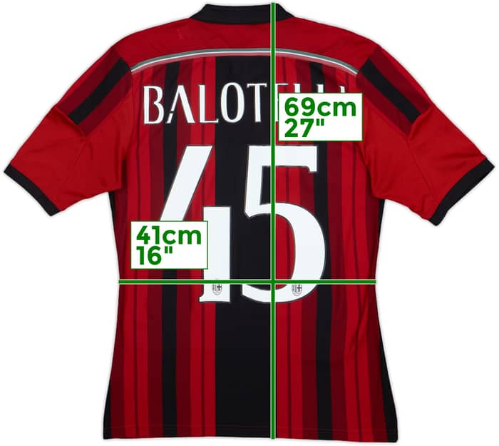 2014-15 AC Milan Home Shirt Balotelli #45 - 7/10 - (XS)