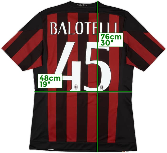 2015-16 AC Milan Home Shirt Balotelli #45 - 10/10 - (M)