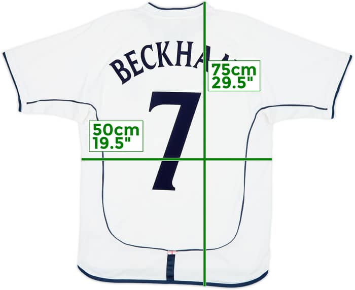 2001-03 England Home Shirt Beckham #7 - 7/10 - (S)