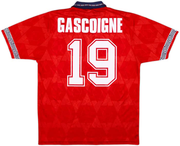 1990-93 England Away Shirt Gascoigne #19 - 5/10 - (L)