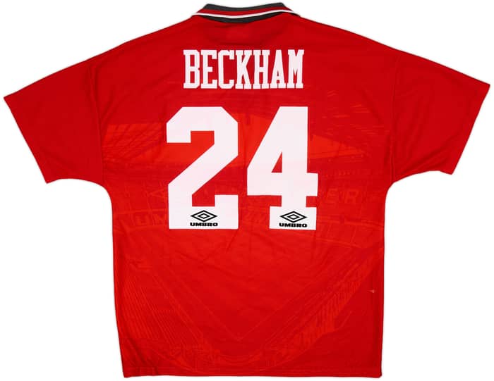 1994-96 Manchester United Home Shirt Beckham #24 - 7/10 - (L)