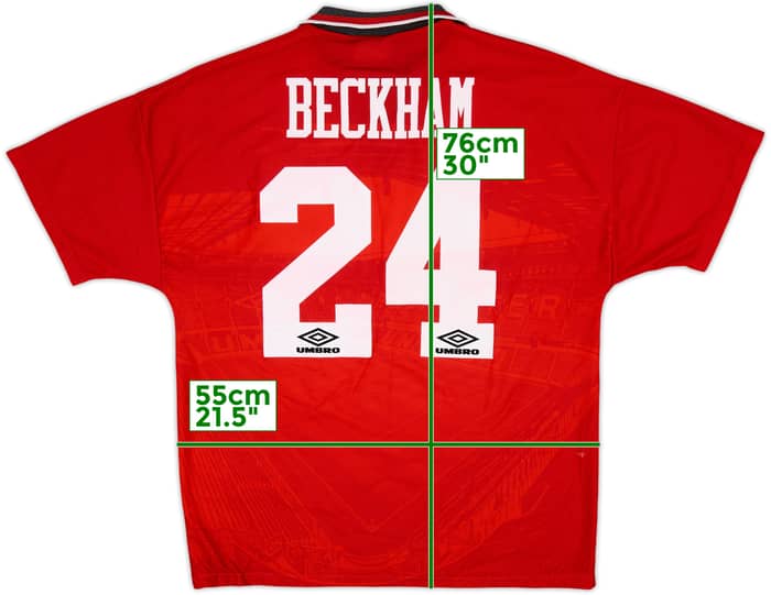 1994-96 Manchester United Home Shirt Beckham #24 - 7/10 - (L)
