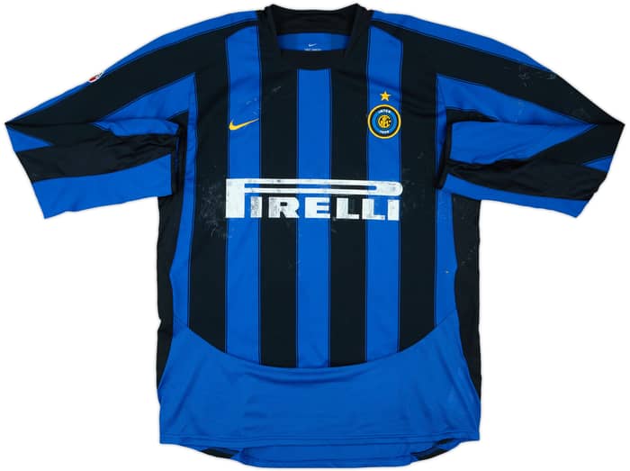 2003-04 Inter Milan Match Issue Home L/S Shirt Martins #30