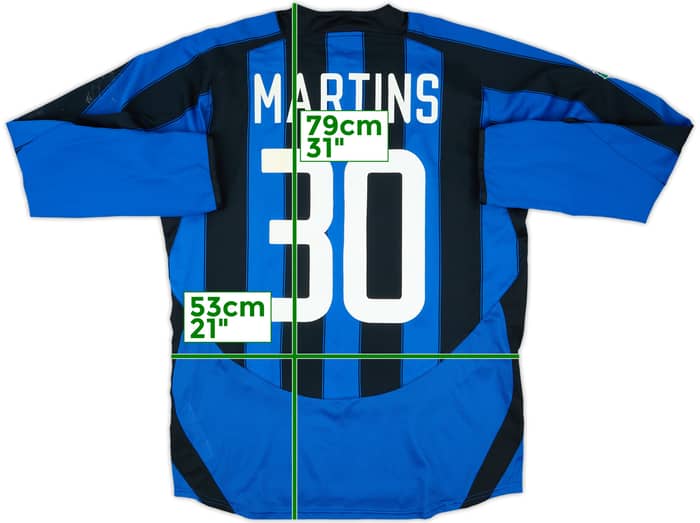 2003-04 Inter Milan Match Issue Home L/S Shirt Martins #30